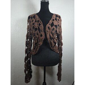Vintage Newport News Crochet Cardigan Sweater Womens Medium Cottagecore Boho
